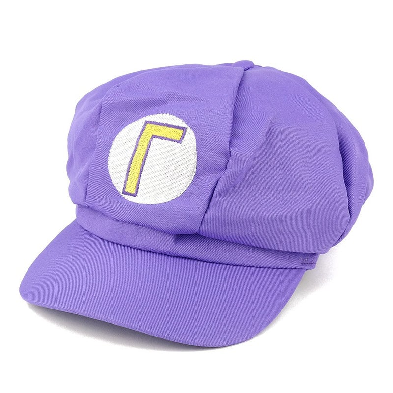 Armycrew Mario Luigi Wario Waluigi Fire Mario Embroidered Costume Newsboy Hat - Waluigi Purple - Image 1